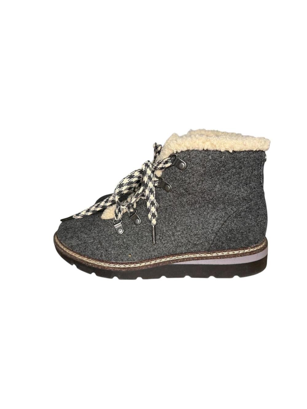 Madden NYC Women’s Gray Sherpa Lined Hiker Winter Boots Lace Up Zip Size 10